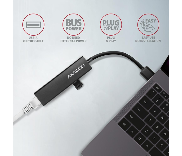 Axagon HMA-GL3A SuperSpeed USB-A hub + gigabit LAN - 1485449 - zdjęcie 3
